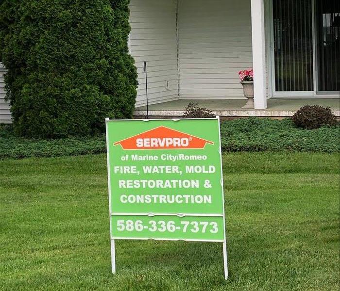 SERVPRO sign in front of home.