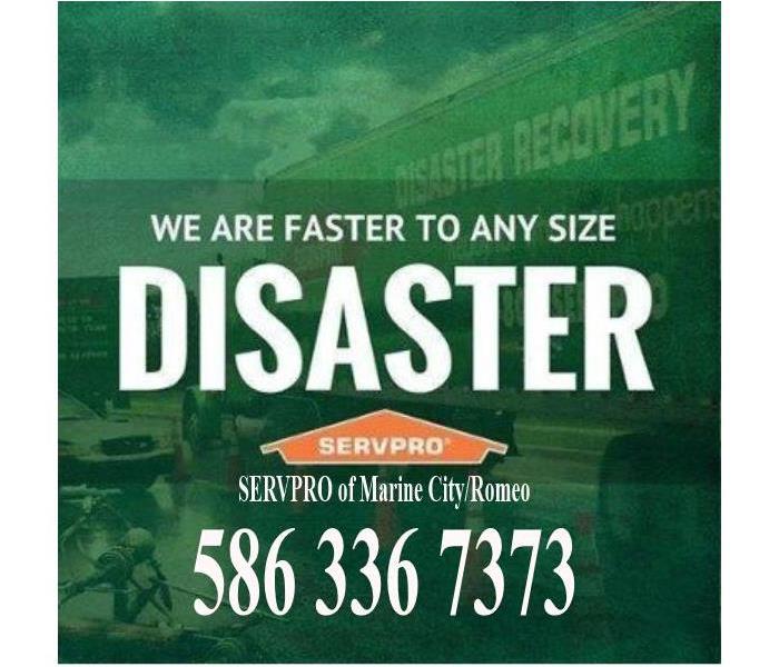 Poster with Servpro logo and local franchise contact phone number