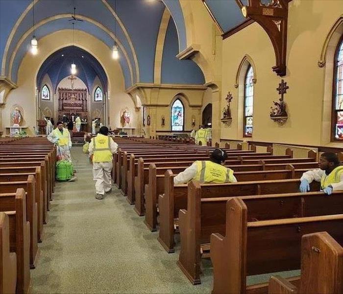 SERVPRO employees cleaning church 